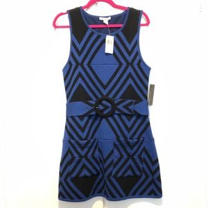 Alice + Olivia Cobalt and Black Wool Dress, Medium